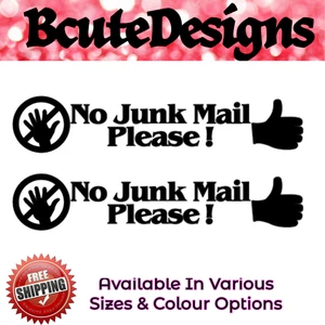 LETTERBOX NO JUNK MAIL VINYL DECAL TRANSFER STICKER DOOR WINDOW SIGN POSTBOX - Picture 1 of 3