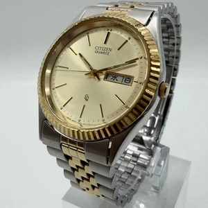 Orologio da polso Citizen 6100 K09311 vintage tono oro 3 lancette giorno data modello QZ - Foto 1 di 12