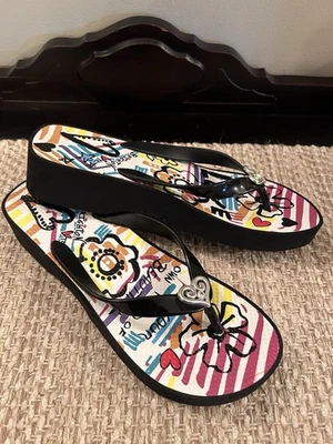Chanclas Brighton Moda negras y de cuña múltiple para mujer talla 9 graffiti colorido Foto 1 de 4