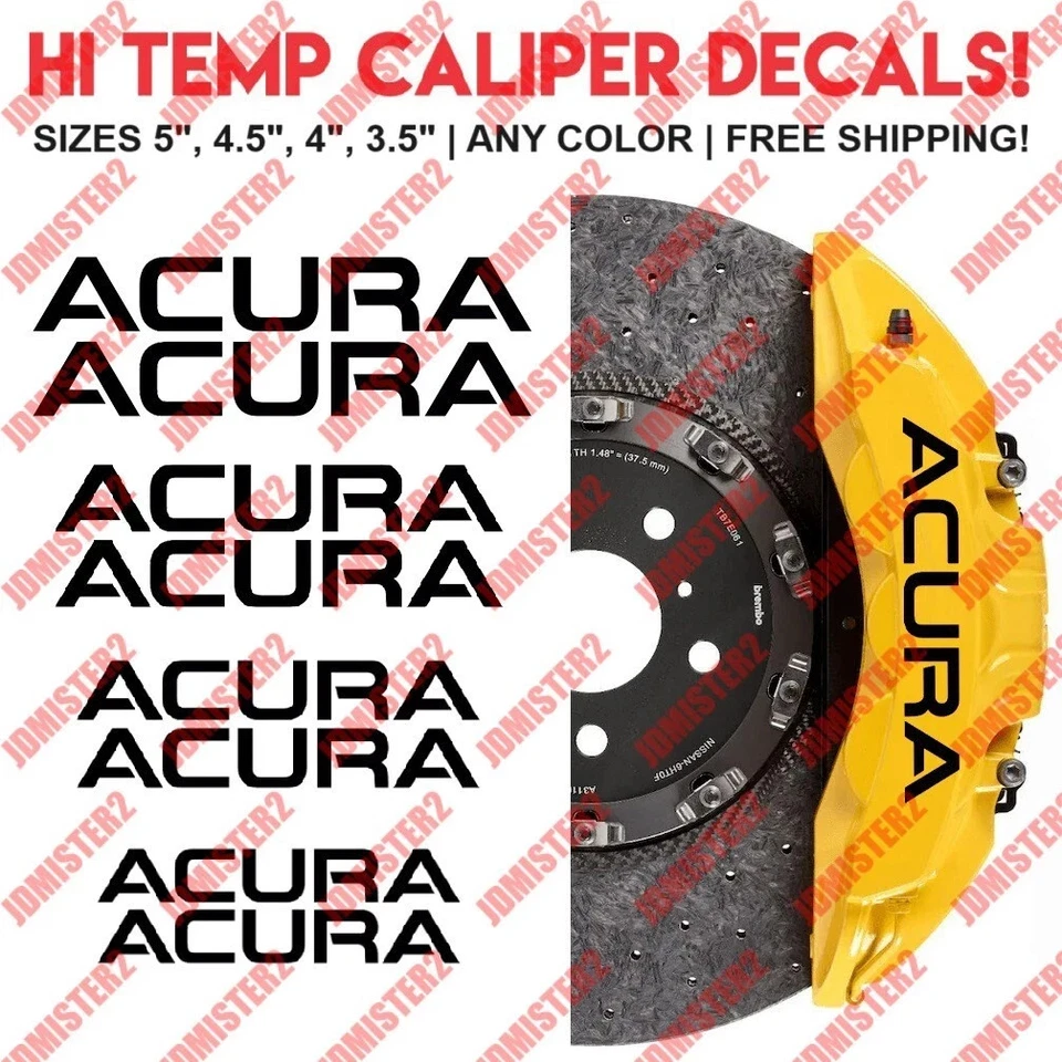 Acura Brake Caliper High Temp Decal Vinyl Sticker Automotive - 8 Stickers!