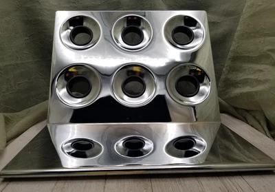 Vintage 6 Bottle Stainless Wine Rack Angled Stand Post Modern Brutalist MCM - Image 1 of 4