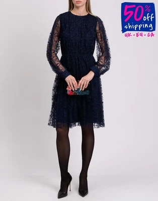 RRP €879 MIKAEL AGHAL Pleated Dress US6 UK10 IT42 S Lace Elasticated Waist - Image 1 of 4