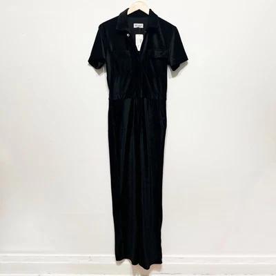 NUEVO Mono Jersey Remache Utilitario Manga Corta Tejido Pana Terciopelo Terciopelo Negro Foto 1 de 3