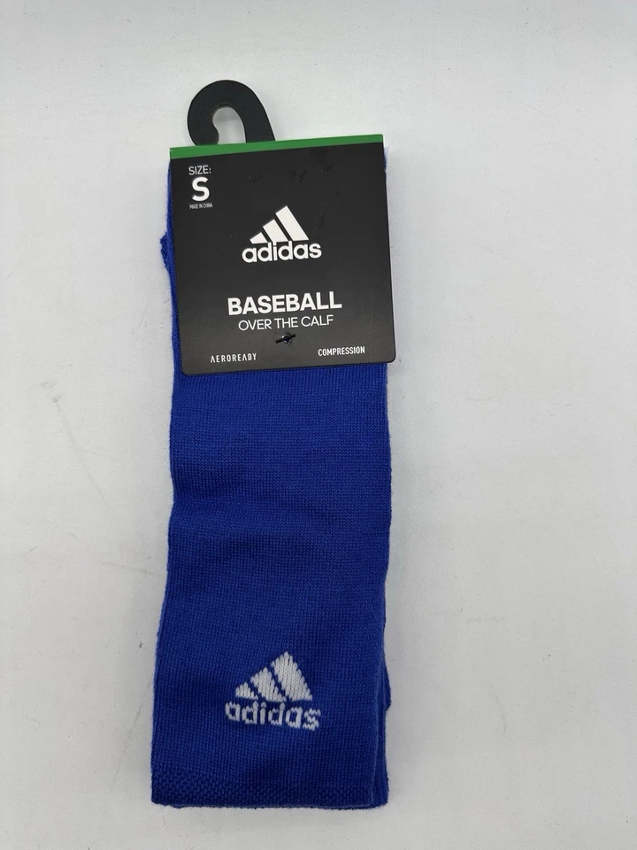 NEW ONE PAIR YOUTH ADIDAS  BASEBALL SOCKS OVER THE CALF COMPRESSION BLUE SMALL - Image 1 of 3
