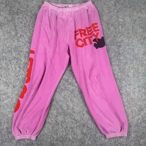 Freecity Letsgo Pink Logo Sweatpants Joggers Size M Black Bird - Picture 1 of 8
