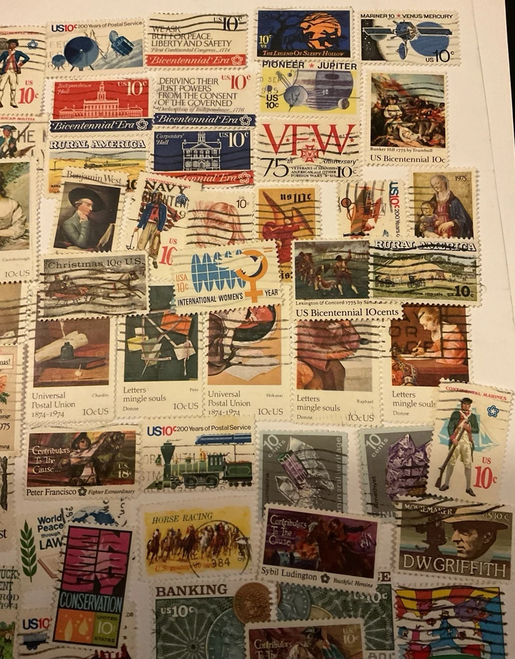 Lot of 48,Used 10 Cent, Issue U.S. Stamps, All Different, As Shown - Image 1 of 1