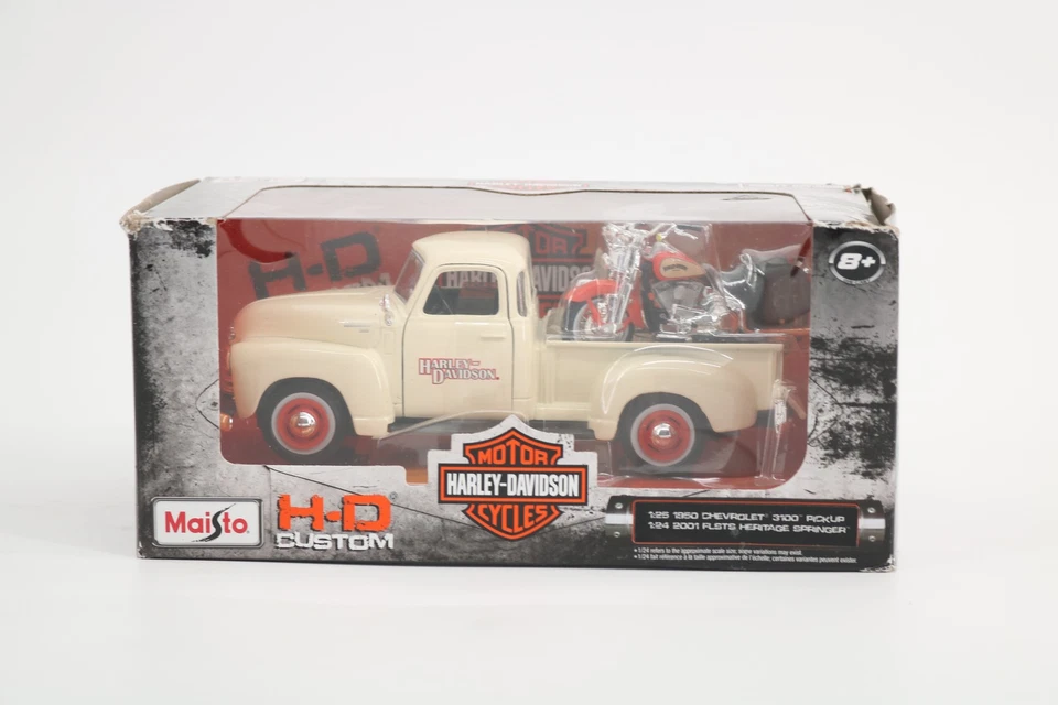Maisto Harley Davidson 1950 Chevrolet 3100 Pickup & 2001 FLSTS Heritage Springer