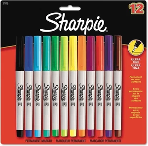 12er Pack Sharpie Permanentmarker, ultrafeine Spitze, verschiedene Farben - Bild 1 von 9