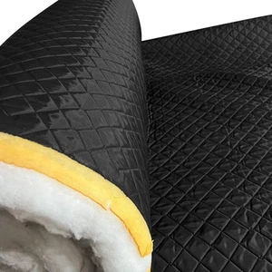 Double Sided Quilted Diamond Fabric Black 3.5cm Pattern Waterproof Upholstery - Picture 1 of 6