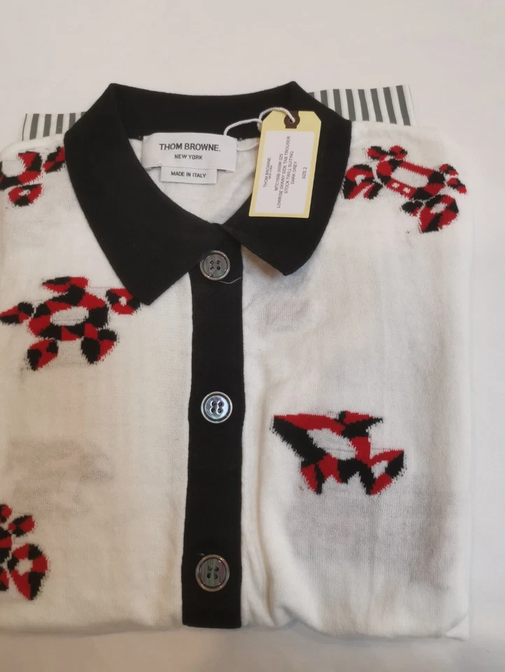 Cárdigan tejido para mujer THOM BROWNE, top adelgazante manga corta Foto 1 de 4