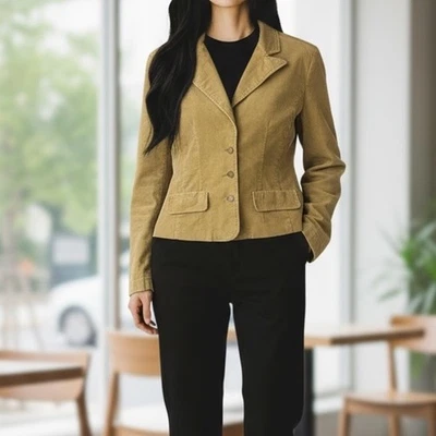 Chaqueta Blazer Mujer Calvin Klein Jeans Pana Tostada Talla M Mediana Botón Frontal Foto 1 de 4