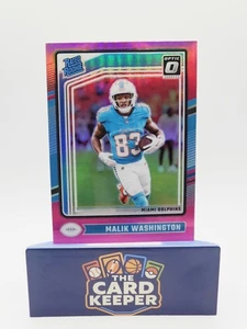 2024 Donruss Optic Pink Holo Rated Rookie Malik Washington Dolphins - Picture 1 of 3