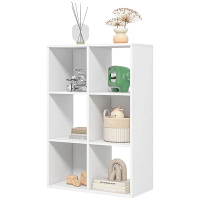 Libreria Bianca dal Design Moderno con 6 Scomparti, HOMCOM, 61.5x29.5x91.5cm - Immagine 1 di 4