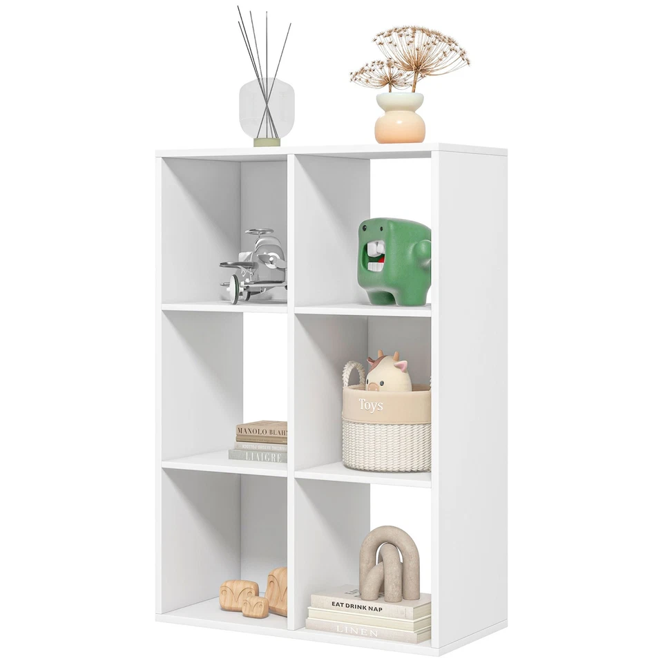 Libreria Bianca dal Design Moderno con 6 Scomparti, HOMCOM, 61.5x29.5x91.5cm - Immagine 1 di 1