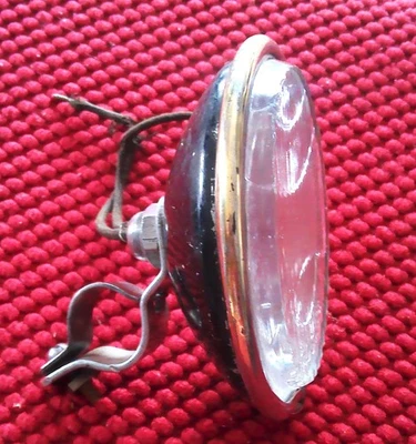 ELGIN 1920 30's VINTAGE BICYCLE HEADLIGHT ELGIN EMBOSSED GLASS LENS, ORG PAINT! - Image 1 of 4