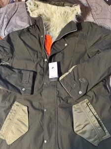 NIKE SPORTWEAR THERMA FIT SPACE FAUX FUR GREEN'S PARKA SIZE L OVERSIZED MEN $600 - Picture 1 of 14