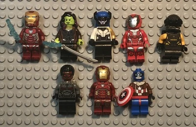 Lego 8 Minifiguras de Superhéroes Vengadores Iron Man Gamora Próxima Capitán Pimienta Foto 1 de 4