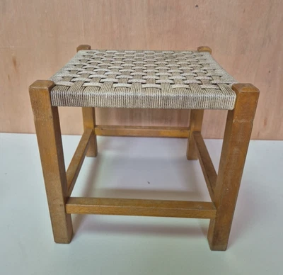 Vintage Wooden Rope Footstoll Plant Stand Small Square - Image 1 of 4
