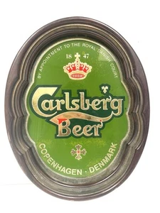 Vintage Carlsberg Bier Schild mit Holzrahmen Kopenhagen Dänemark - Bild 1 von 5