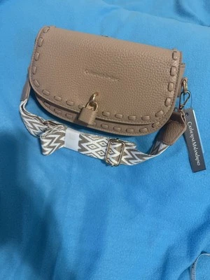 Catherine malandrinoBrown Crossbody Bag with Patterned Strap - Image 1 of 4
