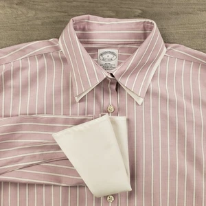 Brooks Brothers Hemd Damen Größe 2 tailliert rosa gestreift Doppelkragenmanschette - Bild 1 von 9