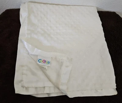 CoCaLo Baby Blanket Solid White Minky Dots Bumpy Satin Back Trim - Image 1 of 4