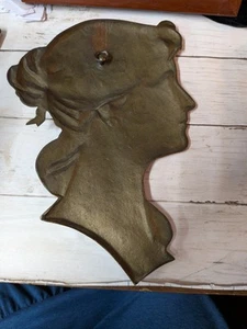 Antique Vintage Art Nuevo Woman’s Profile Cameo Style Wall Hanging Plaque Cast M - Picture 1 of 3