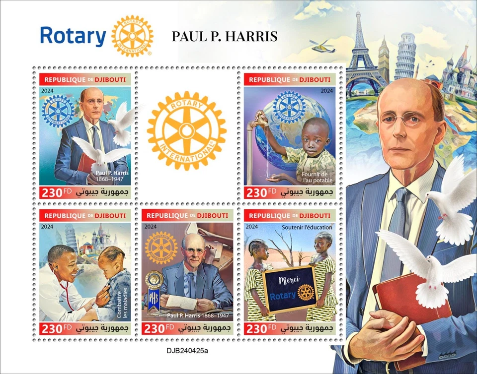 Paul P. Harris Rotary International MNH Stamps 2024 Djibouti M/S - Image 1 of 1