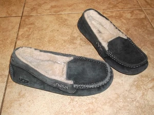 NEW UGG Women's Ansley Slippers Size 7 Slip On Shoes Suede Black - Picture 1 of 3
