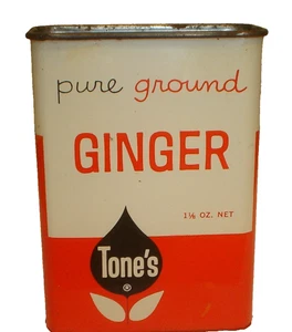 Vintage Tone's gemahlener Ingwer 1-1/8 oz Metall Gewürz Blechdose Des Moines, Iowa leer - Bild 1 von 6
