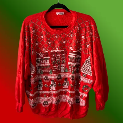 90s Vintage Nutcracker Red Christmas Sweatshirt Women’s L Holiday Crewneck - Image 1 of 4