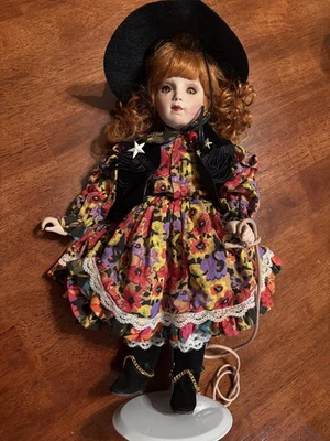Paradise Galleries, 14” Musical, porcelain Country Cowgirl doll Patsy w/  Lasso  - Image 1 of 4