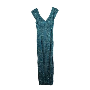 Vestido de noche formal Sue Wong Nocturne manga gorra cuello en V cuentas encaje para mujer 2 - Imagen 1 de 5