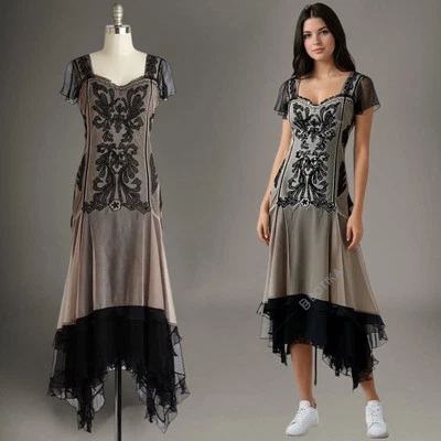 RARE VINTAGE Nataya Titanic Dress 1920s MIDI Goth Fairy Edwardian Era Sz L - Image 1 of 4