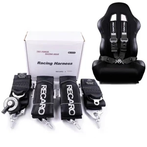 Cinturón de seguridad de carreras negro RECARO 4 puntos 3" arnés a presión para cinturón de seguridad de liberación rápida - Imagen 1 de 7