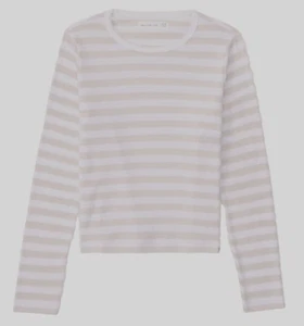 ABERCROMBIE & FITCH Stripe L/S Knit Shirt - Beige/White - NWT Girls 13/14 - Picture 1 of 1