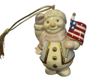 Lenox Patriotic Snowman Christmas Ornament American Flag  - Picture 1 of 6