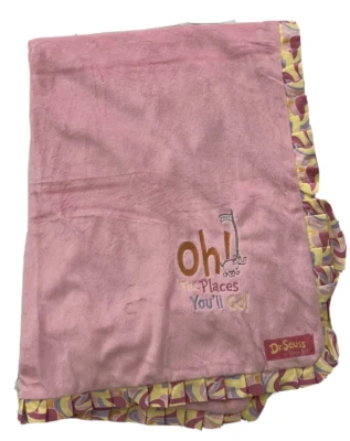 Dr Seuss Oh The Places You'll Go Pink Baby Security Blanket 30x40 Trend Labs - Image 1 of 3