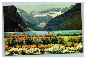 Cartolina d'epoca anni 60 veduta panoramica del lago Luisa in Alberta Canada - Foto 1 di 2