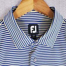 FOOTJOY x SKOKIE CC Size 2XL Mens Polo Shirt Yellow/Blue Stripes Wicking Golf FJ