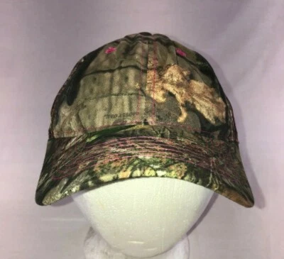 Womens Mossy Oak Baseball Cap Strapback Hat Camouflage & Pink Mesh Adjustable - Image 1 of 4
