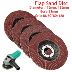 4.5'' 5'' Sanding Discs Flap 40 60 80 120 Grit Wheel Aluminium Oxide 115/125mm - Picture 1 of 9