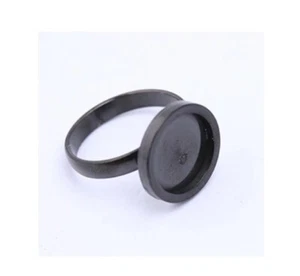 1 pc 304 Stainless Steel Cabochon Setting Bezel RING bases - Black - Flat - Picture 1 of 1