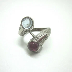 Vintage 925 Sterling Silver Rings Jewelry Roll Swirl Purple & Gray Stones Odds - Picture 1 of 8