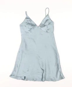 FOREVER 21 Womens Blue Polyester A-Line Size S V-Neck Zip - Picture 1 of 10