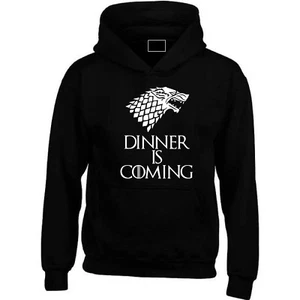 SWEAT CAPUCHE ENFANT FILLE  DINNER IS COMING - Imagen 1 de 4