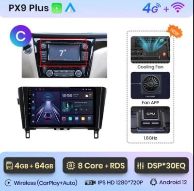 RADIO 2 DIN ANDROID PER NISSAN QASHQAI J11 X-TRAIL BLUETOOTH 360 CAM CARPLAY 4/6 - Immagine 1 di 4