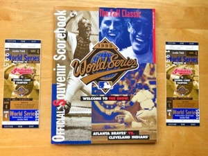1995 World Series Game 4; 2 Full Ticket Stubs-Field Box; Official Scorebook-Mint - Picture 1 of 23