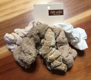 Kitsch Towel Hair Scrunchies Set 5 Tan Blush Beige White Colors New