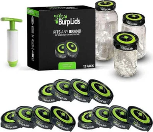 BurpLids® 12 Pack Curing Kit - Includes 12 Lids & Extraction Pump - Picture 1 of 8